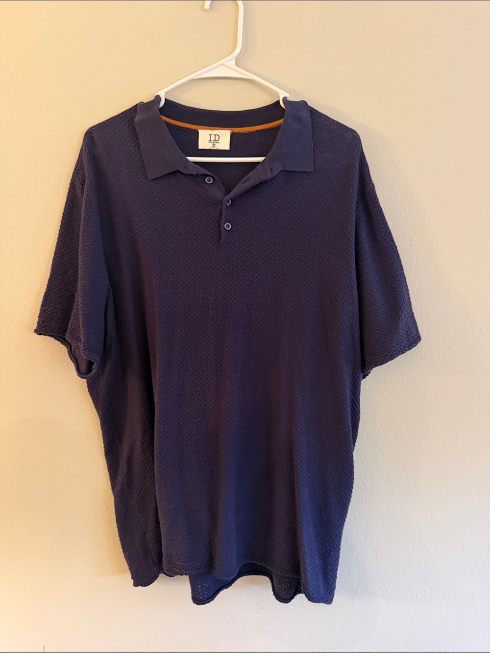 ID Menswear Navy Textured Polo Shirt for Men XL